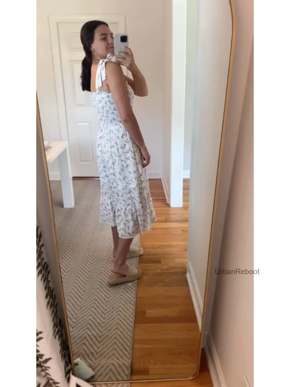Boho Floral Maxi Dress Smocked Sleeveless Square Neck Ruffle